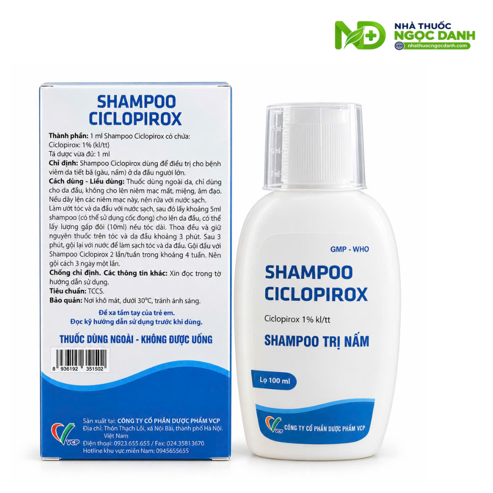 Shampoo Ciclopirox VCP 100ml – Dầu Gội Trị Nấm Da Đầu, Viêm Da Tiết Bã - Ảnh 6