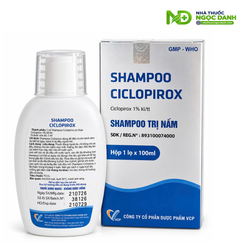 Shampoo Ciclopirox VCP 100ml – Dầu Gội Trị Nấm Da Đầu, Viêm Da Tiết Bã - Ảnh 4