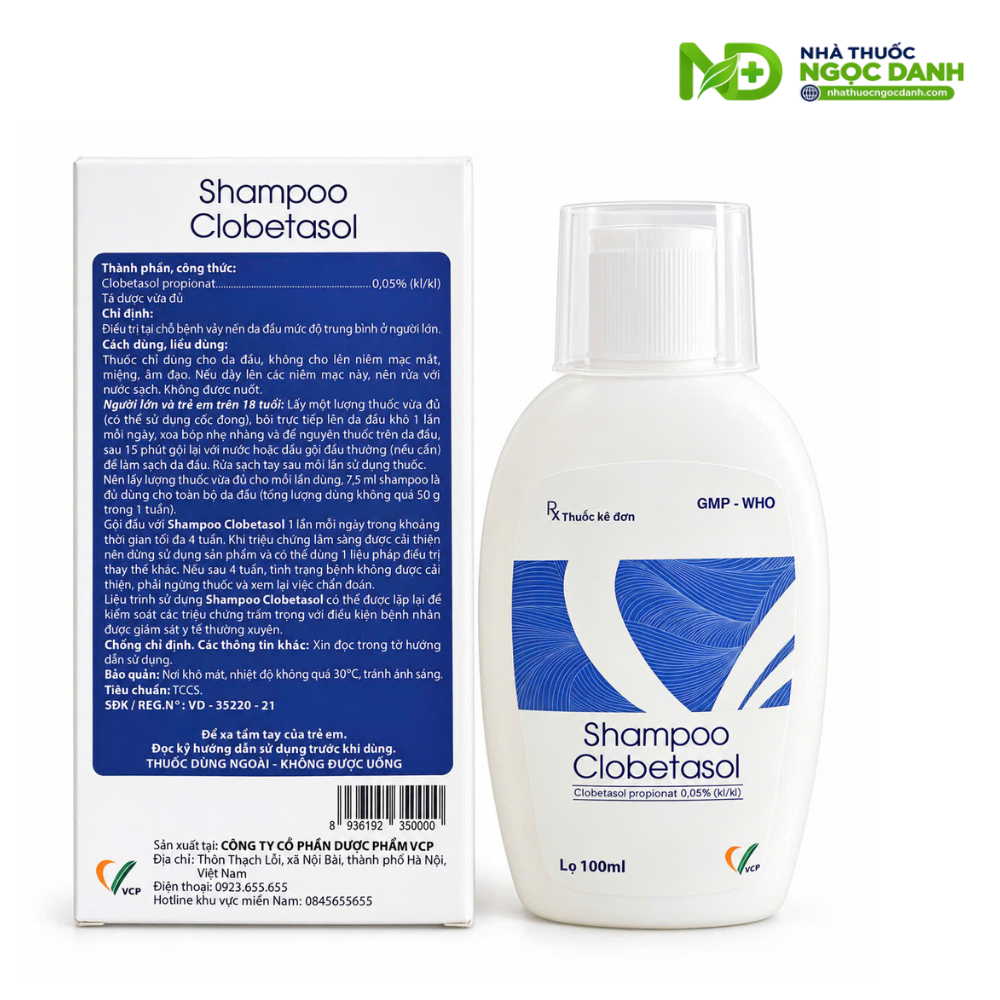 Shampoo Clobetasol VCP 100ml – Dầu Gội Điều Trị Vảy Nến Da Đầu 0,05% - Ảnh 5