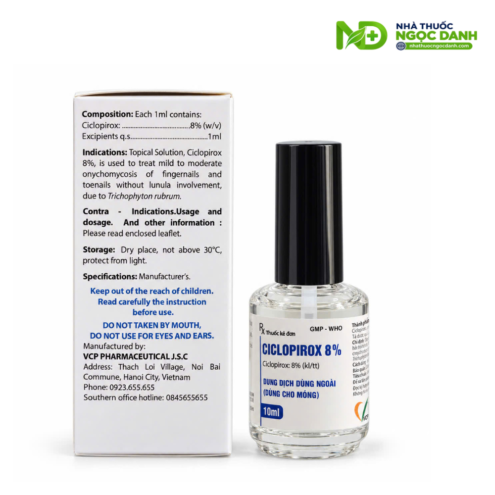 Gel Sơn Nấm Móng Ciclopirox 8% VCP 10ml – Dùng Cho Nấm Móng Tay, Móng Chân - Ảnh 5