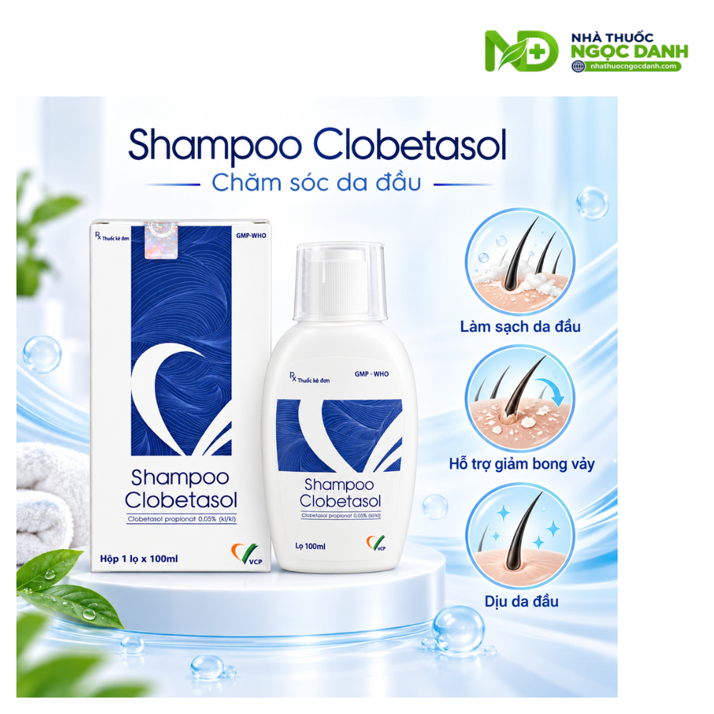 Shampoo Clobetasol VCP 100ml – Dầu Gội Điều Trị Vảy Nến Da Đầu 0,05% - Ảnh 2