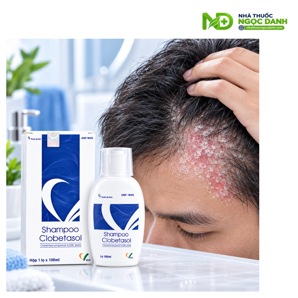 Shampoo Clobetasol VCP 100ml – Dầu Gội Điều Trị Vảy Nến Da Đầu 0,05%
