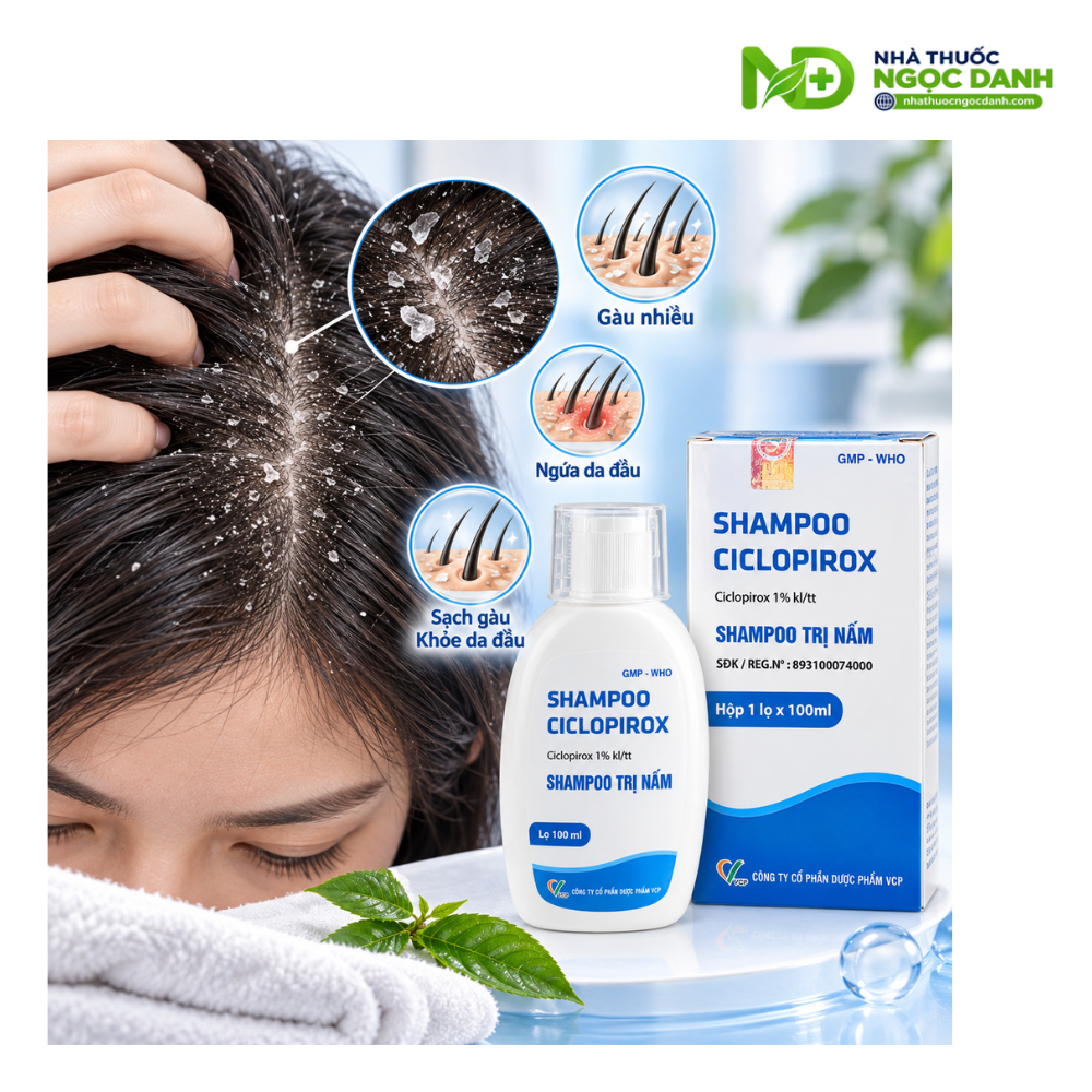 Shampoo Ciclopirox VCP 100ml – Dầu Gội Trị Nấm Da Đầu, Viêm Da Tiết Bã - Ảnh 10