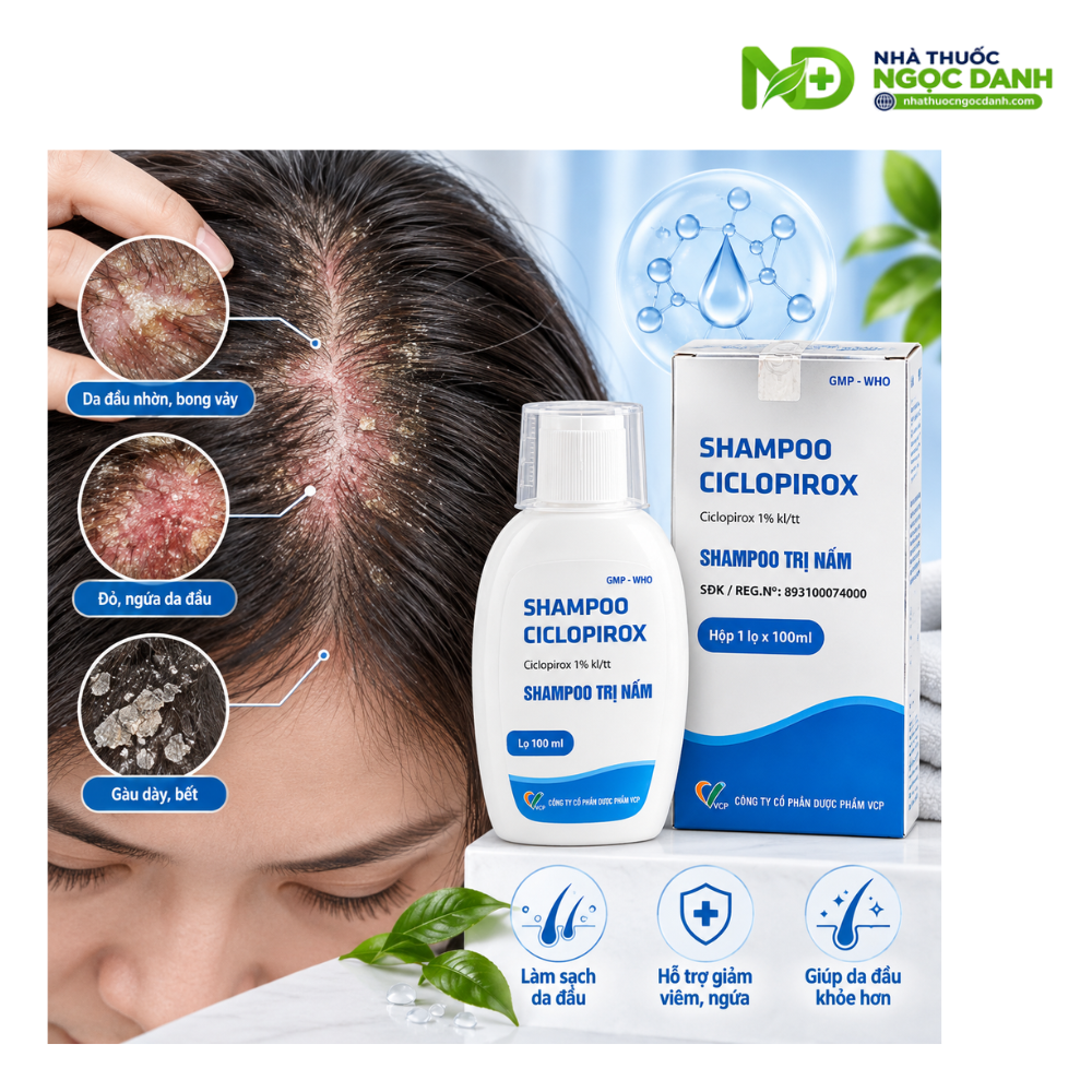 Shampoo Ciclopirox VCP 100ml – Dầu Gội Trị Nấm Da Đầu, Viêm Da Tiết Bã - Ảnh 8