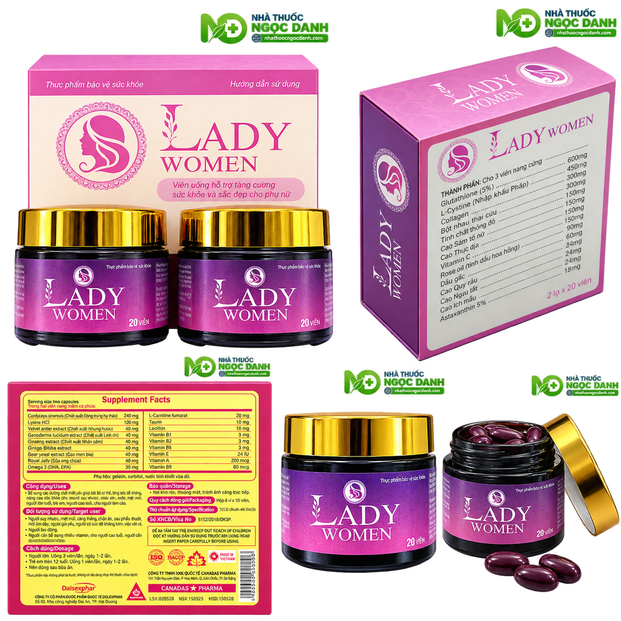 LADY WOMEN – Hỗ Trợ Chống Oxy Hóa, Hạn Chế Lão Hóa Và Làm Đẹp Da, Hộp 2 Lọ x 20 Viên - Ảnh 7