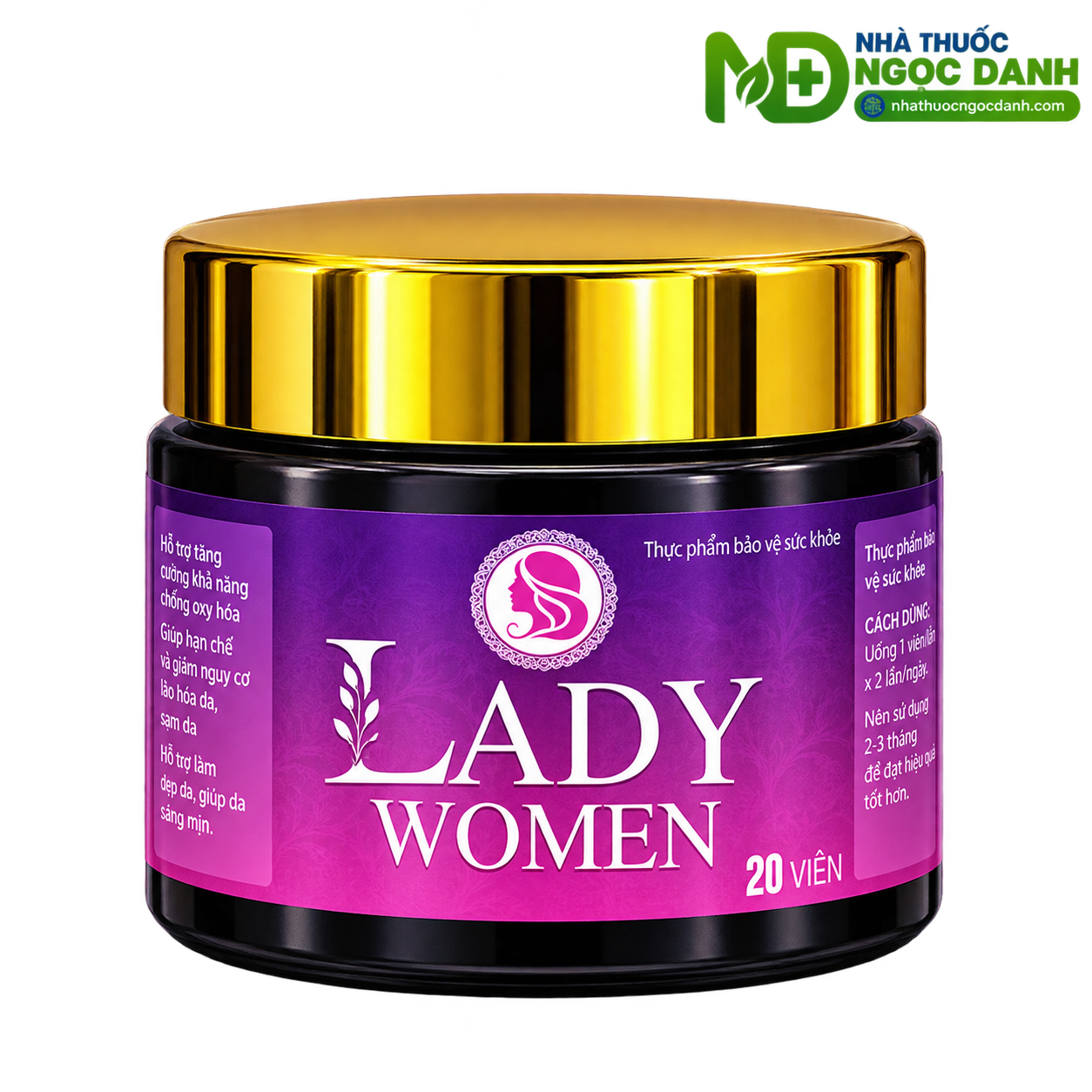 LADY WOMEN – Hỗ Trợ Chống Oxy Hóa, Hạn Chế Lão Hóa Và Làm Đẹp Da, Hộp 2 Lọ x 20 Viên - Ảnh 2