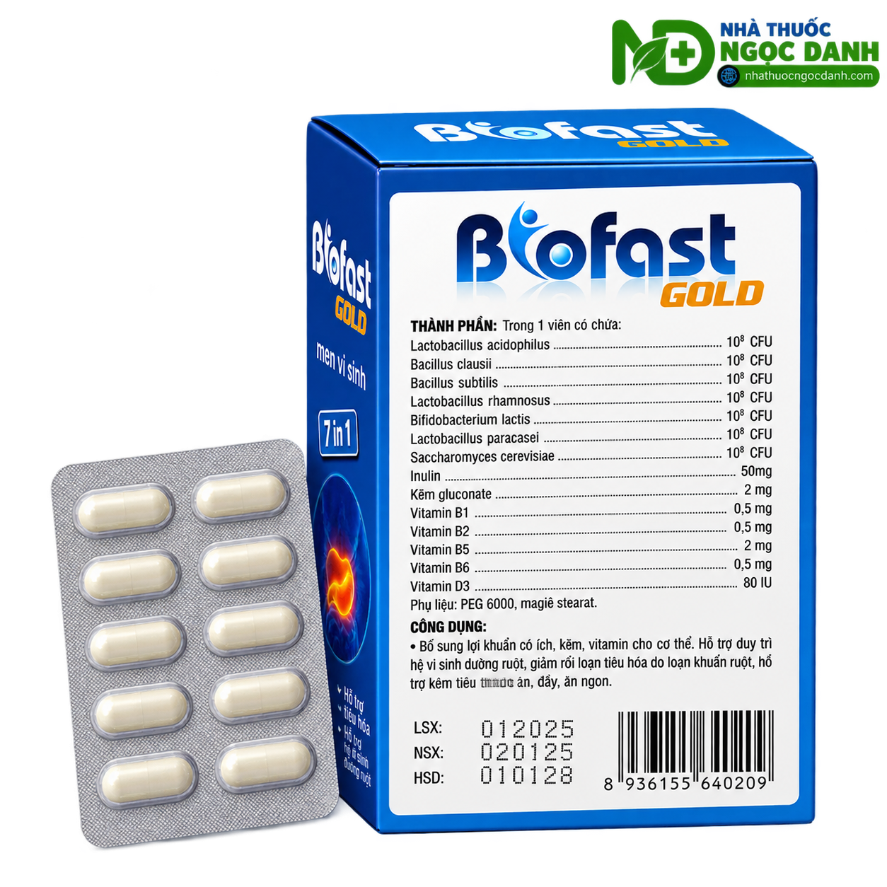 BIOFAST GOLD 7 IN 1 – Men Vi Sinh Hỗ Trợ Tiêu Hóa, Cân Bằng Hệ Vi Sinh Đường Ruột, Hộp 100 Viên - Ảnh 4