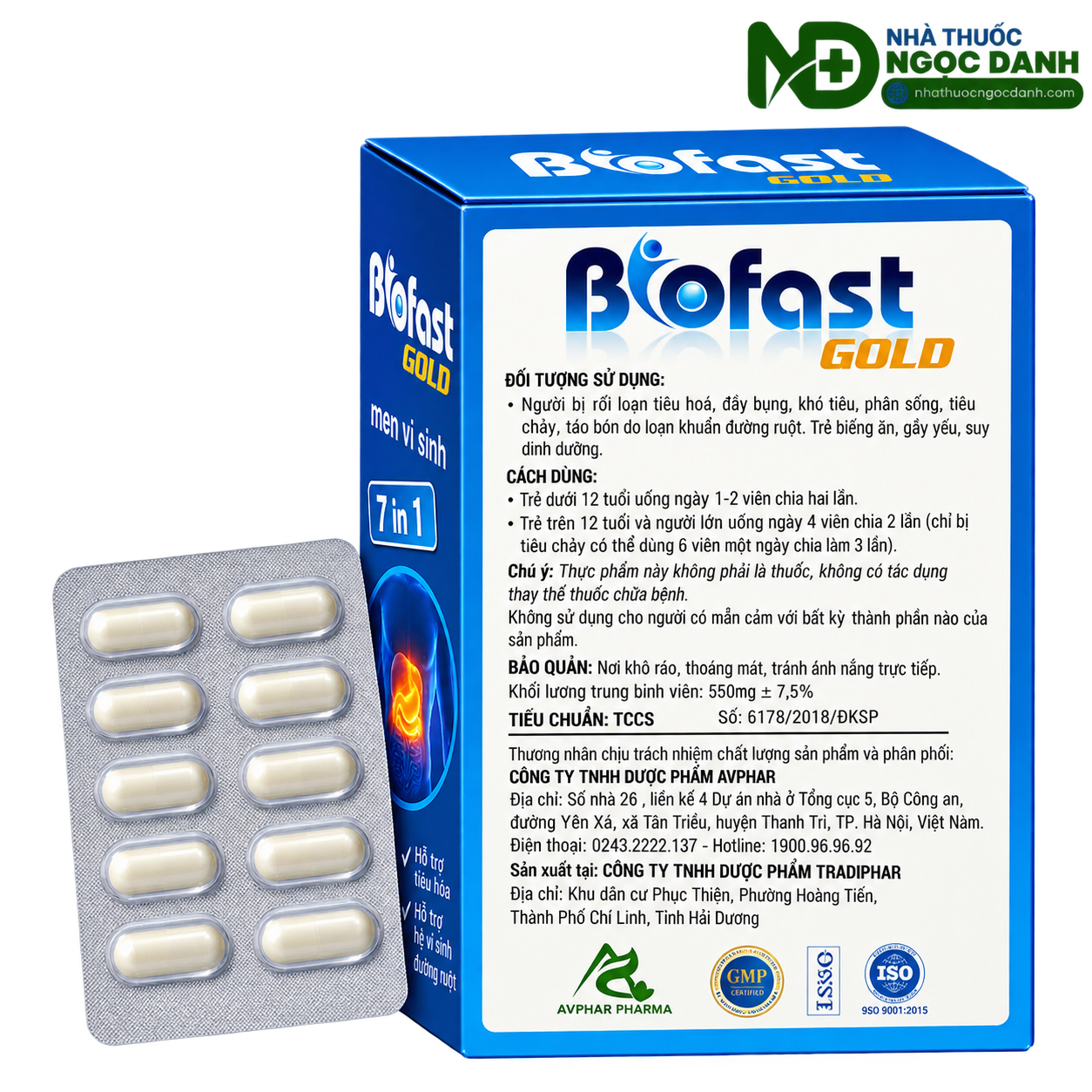 BIOFAST GOLD 7 IN 1 – Men Vi Sinh Hỗ Trợ Tiêu Hóa, Cân Bằng Hệ Vi Sinh Đường Ruột, Hộp 100 Viên - Ảnh 3
