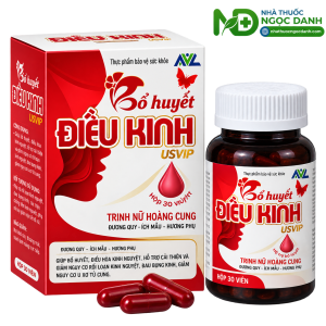 Bổ Huyết Điều Kinh USVIP – Hỗ Trợ Điều Hòa Kinh Nguyệt, Giảm Nguy Cơ Rối Loạn Kinh Nguyệt, Hộp 30 Viên
