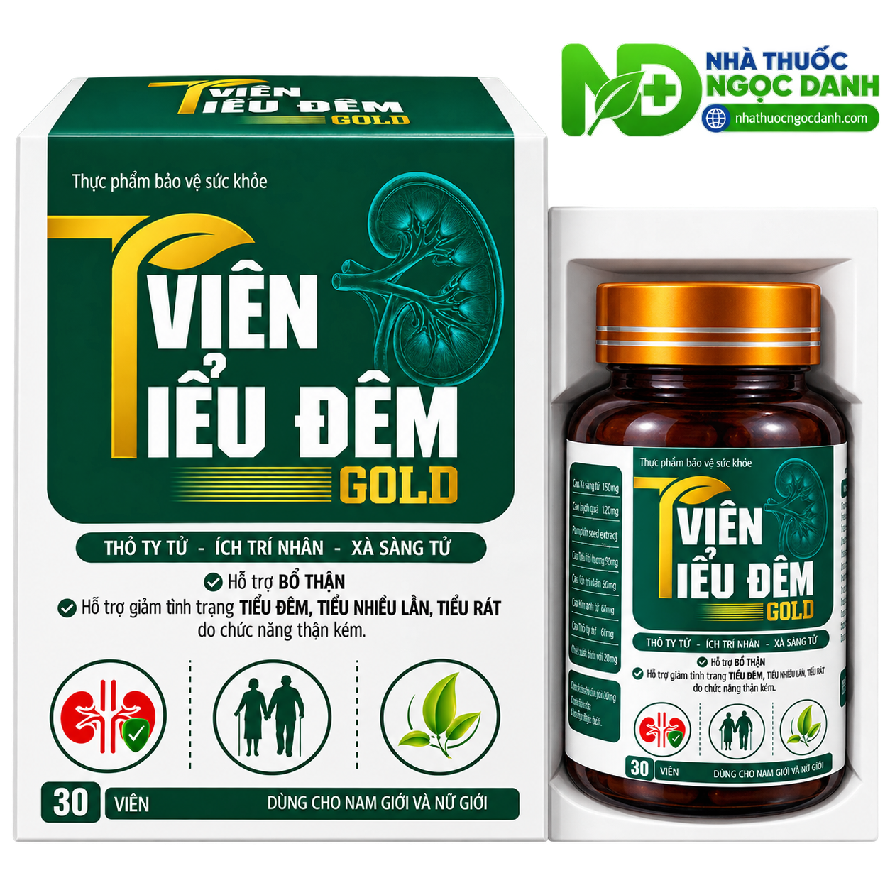 Viên Tiểu Đêm Gold – Hỗ Trợ Bổ Thận, Giảm Tiểu Đêm, Tiểu Nhiều Lần, Tiểu Rắt, Hộp 30 Viên