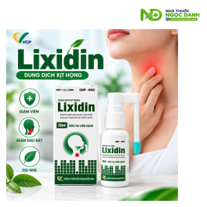 Dung Dịch Xịt Họng Lixidin 30ml VCP – Giảm Đau Họng, Khàn Tiếng, Viêm Họng Do Kích Ứng
