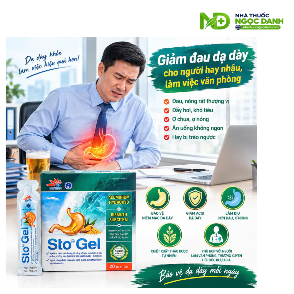 Sto Gel Sunwin – Hỗ Trợ Bảo Vệ Dạ Dày, Giảm Ợ Hơi, Ợ Chua, Hộp 20 Gói x 10ml - Ảnh 10