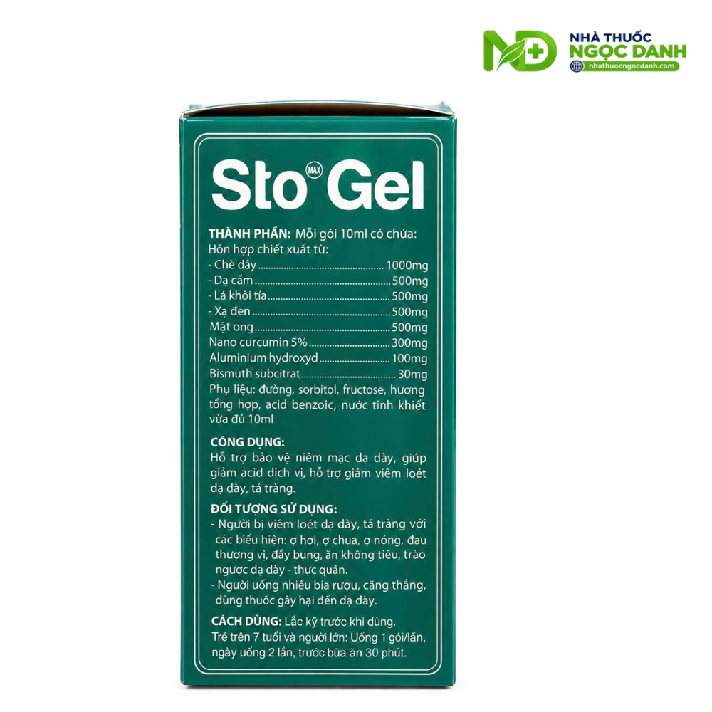 Sto Gel Sunwin – Hỗ Trợ Bảo Vệ Dạ Dày, Giảm Ợ Hơi, Ợ Chua, Hộp 20 Gói x 10ml - Ảnh 3