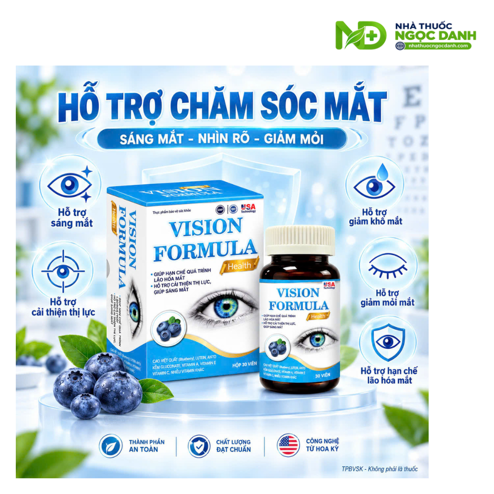 Vision Formula Health Hộp 30 Viên – Bổ Sung Chất Chống Oxy Hóa, Hỗ Trợ Cải Thiện Thị Lực & Giúp Sáng Mắt - Ảnh 6