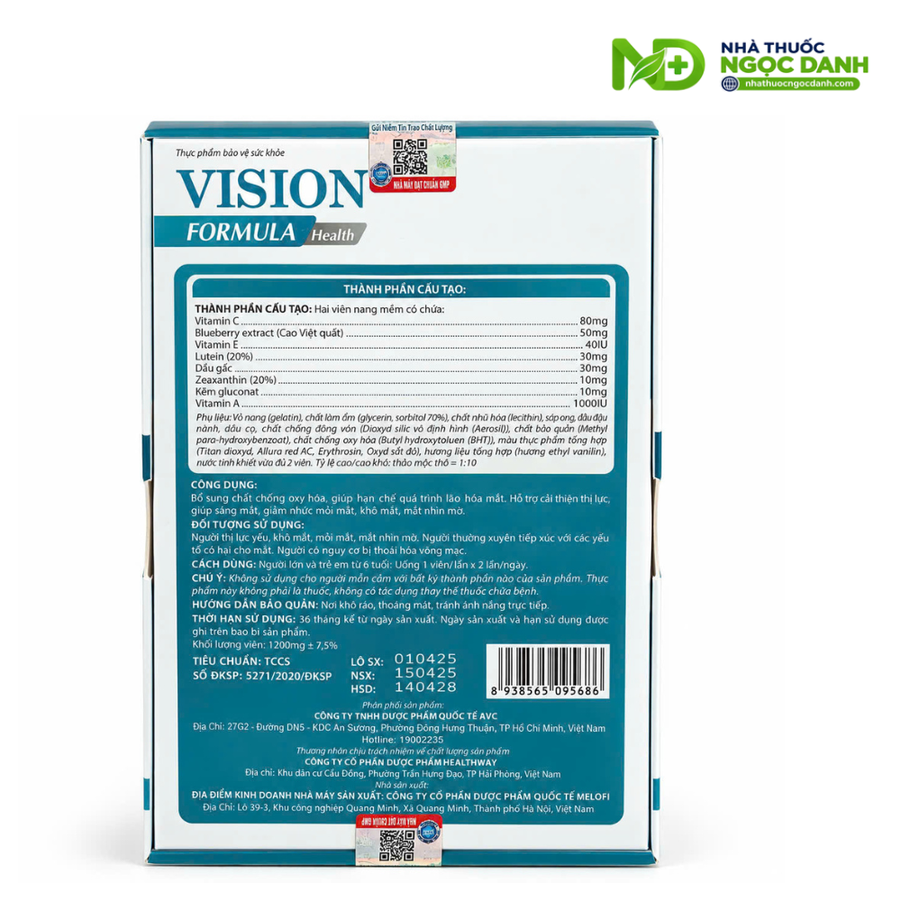 Vision Formula Health Hộp 30 Viên – Bổ Sung Chất Chống Oxy Hóa, Hỗ Trợ Cải Thiện Thị Lực & Giúp Sáng Mắt - Ảnh 4