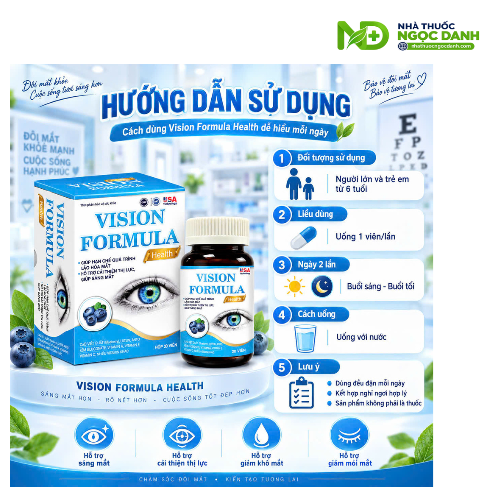 Vision Formula Health Hộp 30 Viên – Bổ Sung Chất Chống Oxy Hóa, Hỗ Trợ Cải Thiện Thị Lực & Giúp Sáng Mắt - Ảnh 3