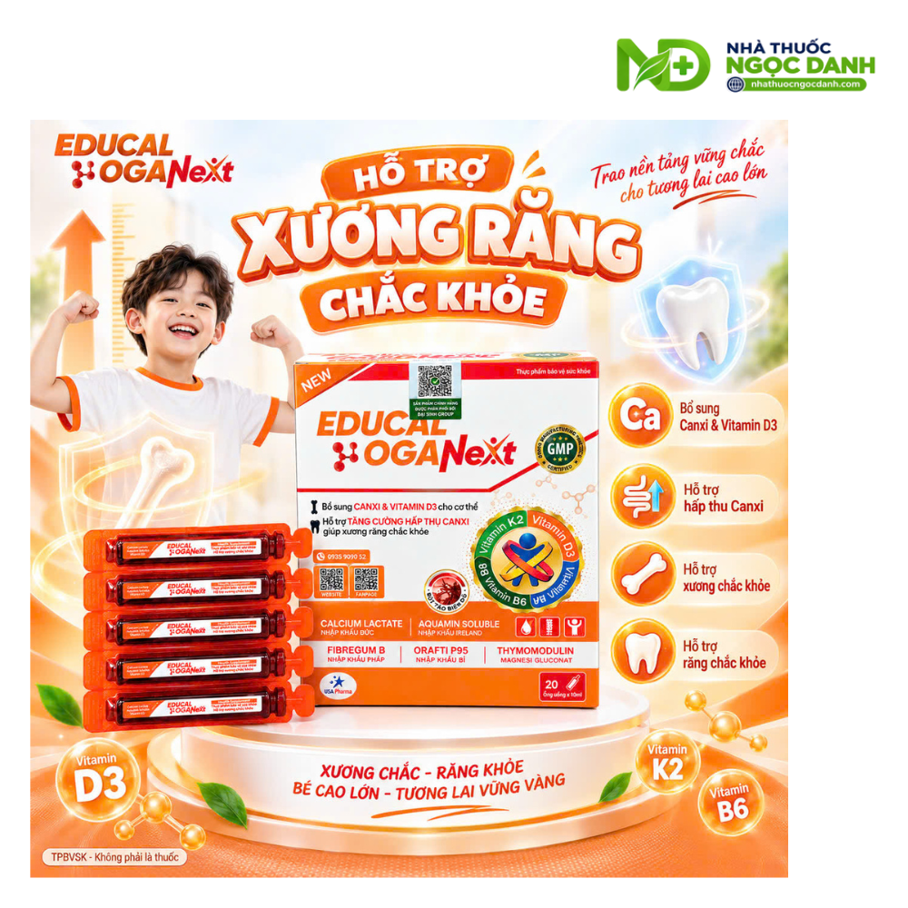 Educal Oganext 20 Ống x 10ml – Bổ Sung Canxi, Vitamin D3, Hỗ Trợ Xương Răng Chắc Khỏe - Ảnh 10