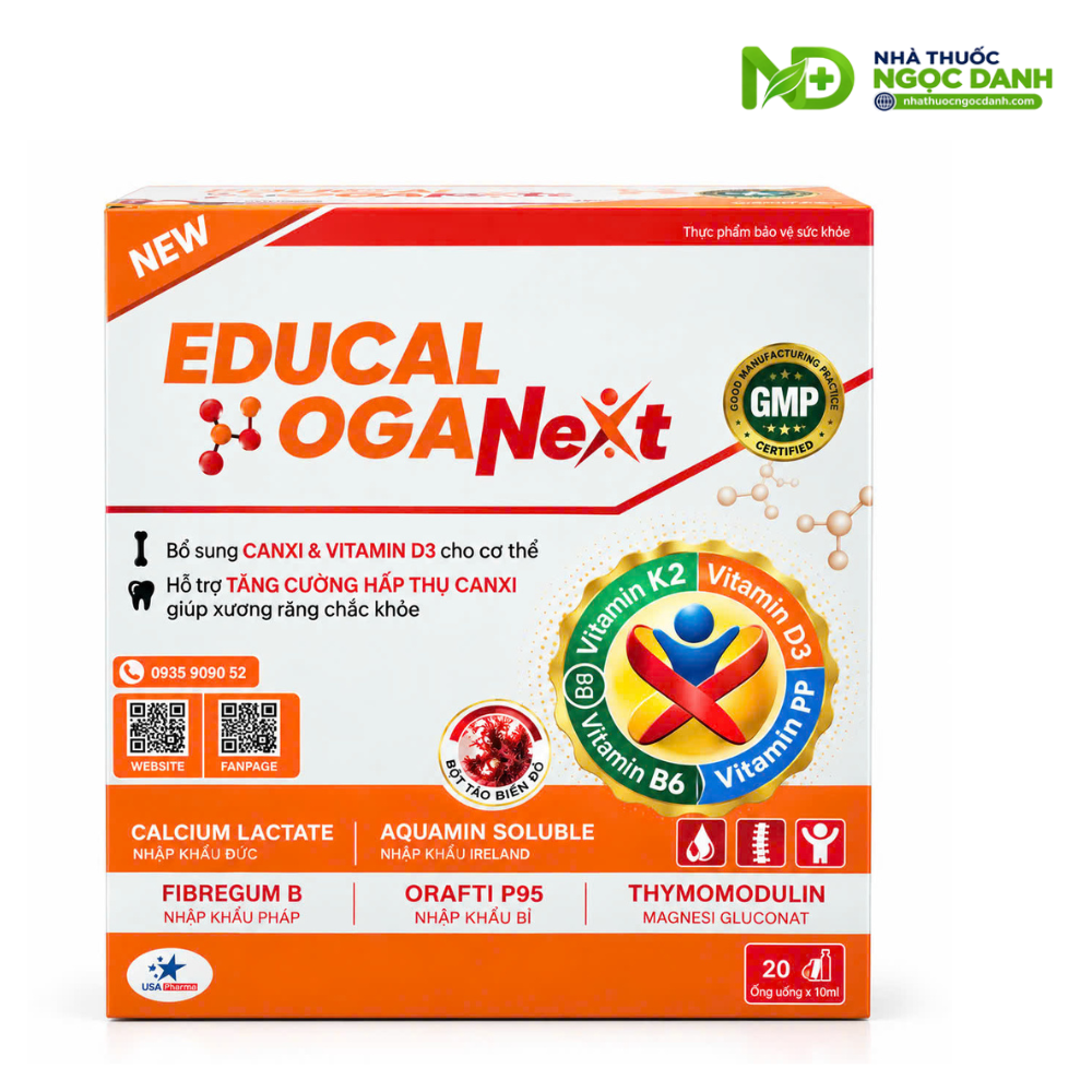 Educal Oganext 20 Ống x 10ml – Bổ Sung Canxi, Vitamin D3, Hỗ Trợ Xương Răng Chắc Khỏe - Ảnh 8