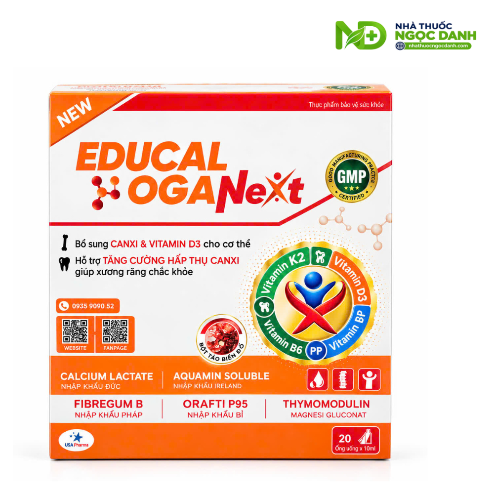 Educal Oganext 20 Ống x 10ml – Bổ Sung Canxi, Vitamin D3, Hỗ Trợ Xương Răng Chắc Khỏe - Ảnh 5