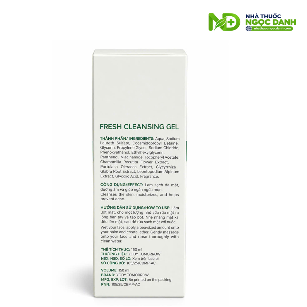 Gel Rửa Mặt Yody Tomorrow Fresh Cleansing Gel 150ml – Làm Sạch Da Sâu Dịu Nhẹ, Dưỡng Ẩm, Hỗ Trợ Ngăn Ngừa Mụn - Ảnh 7