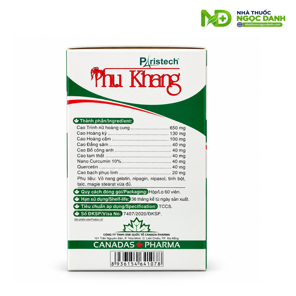 Phụ Khang Paristech Trinh Nữ Hoàng Cung Hộp 60 Viên – Hỗ Trợ Hoạt Huyết, Hỗ Trợ U Xơ Lành Tính - Ảnh 3