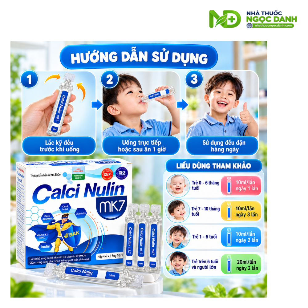 Calci Nulin MK7 – Bổ sung Canxi, Vitamin D3, K2 MK7 hỗ trợ xương răng chắc khỏe, phát triển chiều cao – Hộp 20 ống x 10ml - Ảnh 10