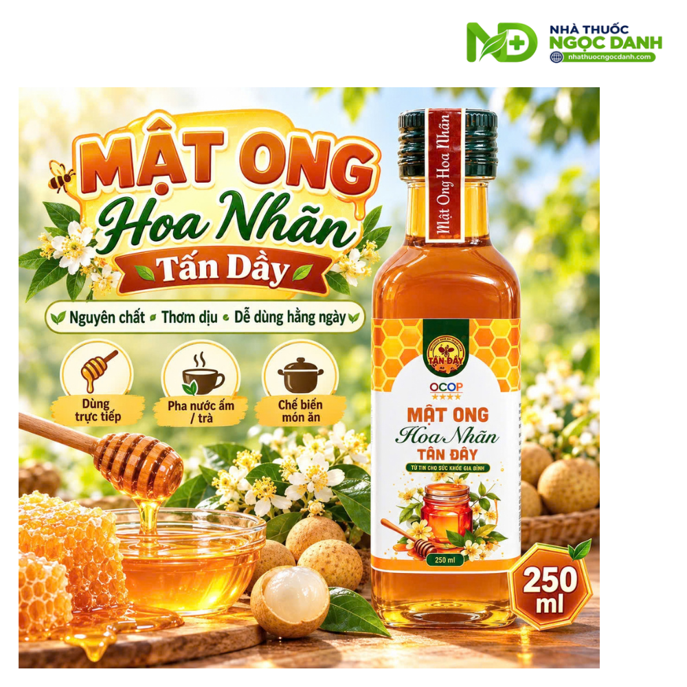 Mật Ong Hoa Nhãn Tấn Đầy 250ml – 100% Mật Ong Hoa Nhãn Nguyên Chất
