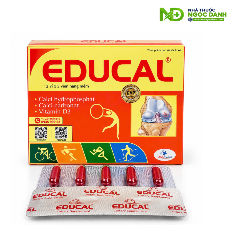 EDUCAL 60 viên – Bổ sung Canxi và Vitamin D3 hỗ trợ xương răng chắc khỏe