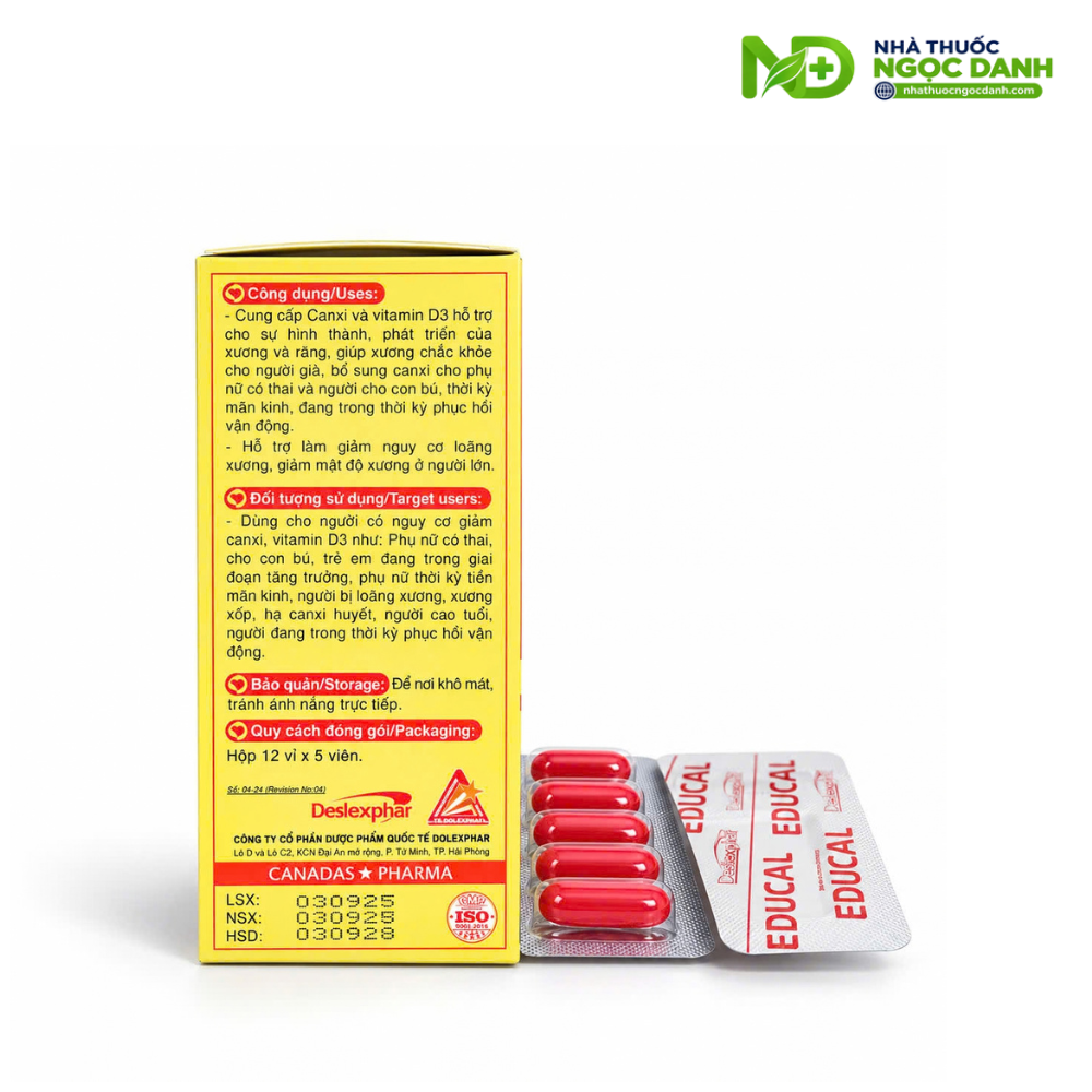 EDUCAL 60 viên – Bổ sung Canxi và Vitamin D3 hỗ trợ xương răng chắc khỏe - Ảnh 5