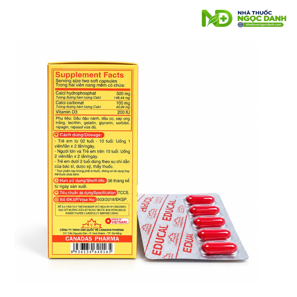 EDUCAL 60 viên – Bổ sung Canxi và Vitamin D3 hỗ trợ xương răng chắc khỏe - Ảnh 2