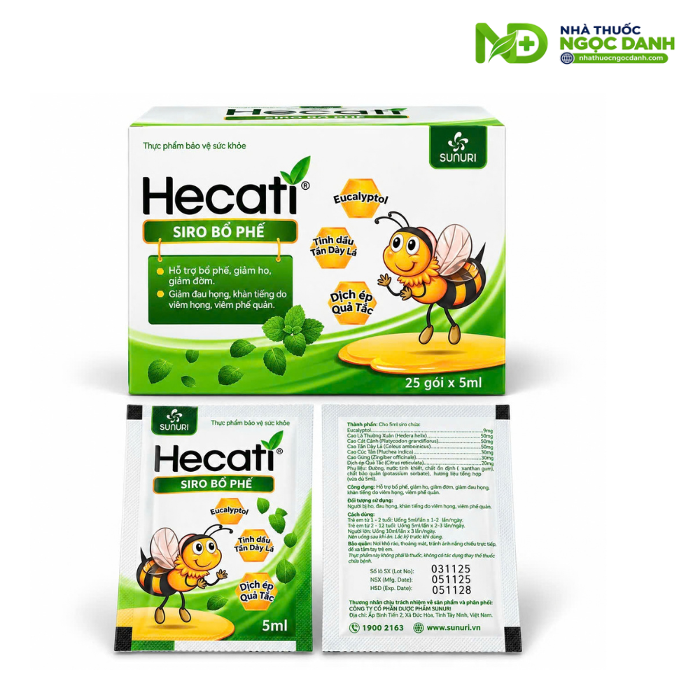 Siro Hecati bổ phế Hộp 30 Gói – Hỗ trợ giảm ho, đờm, đau họng và khàn tiếng