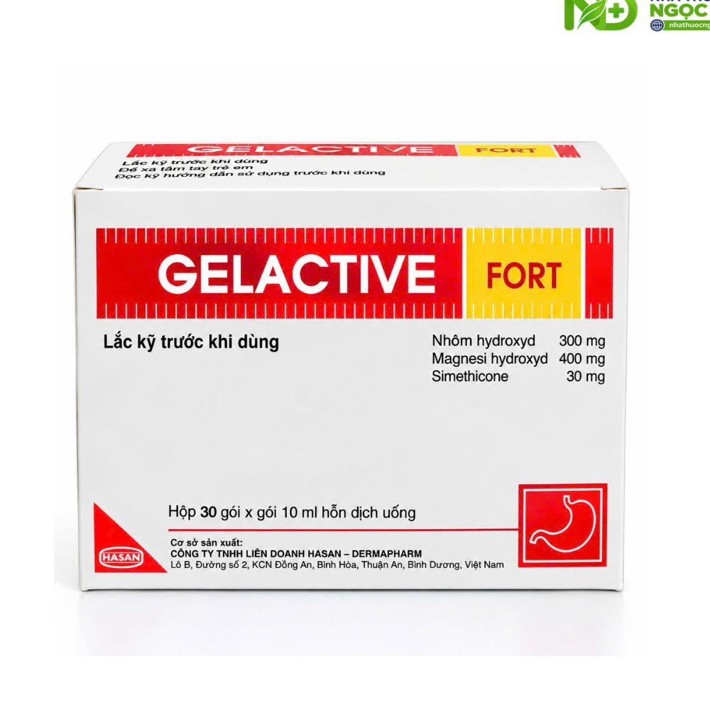 Gelactive Fort – Hỗn dịch uống chứa Nhôm hydroxyd 300mg, Magnesi hydroxyd 400mg và Simethicone 30mg – Hộp 30 gói x 10ml - Ảnh 5