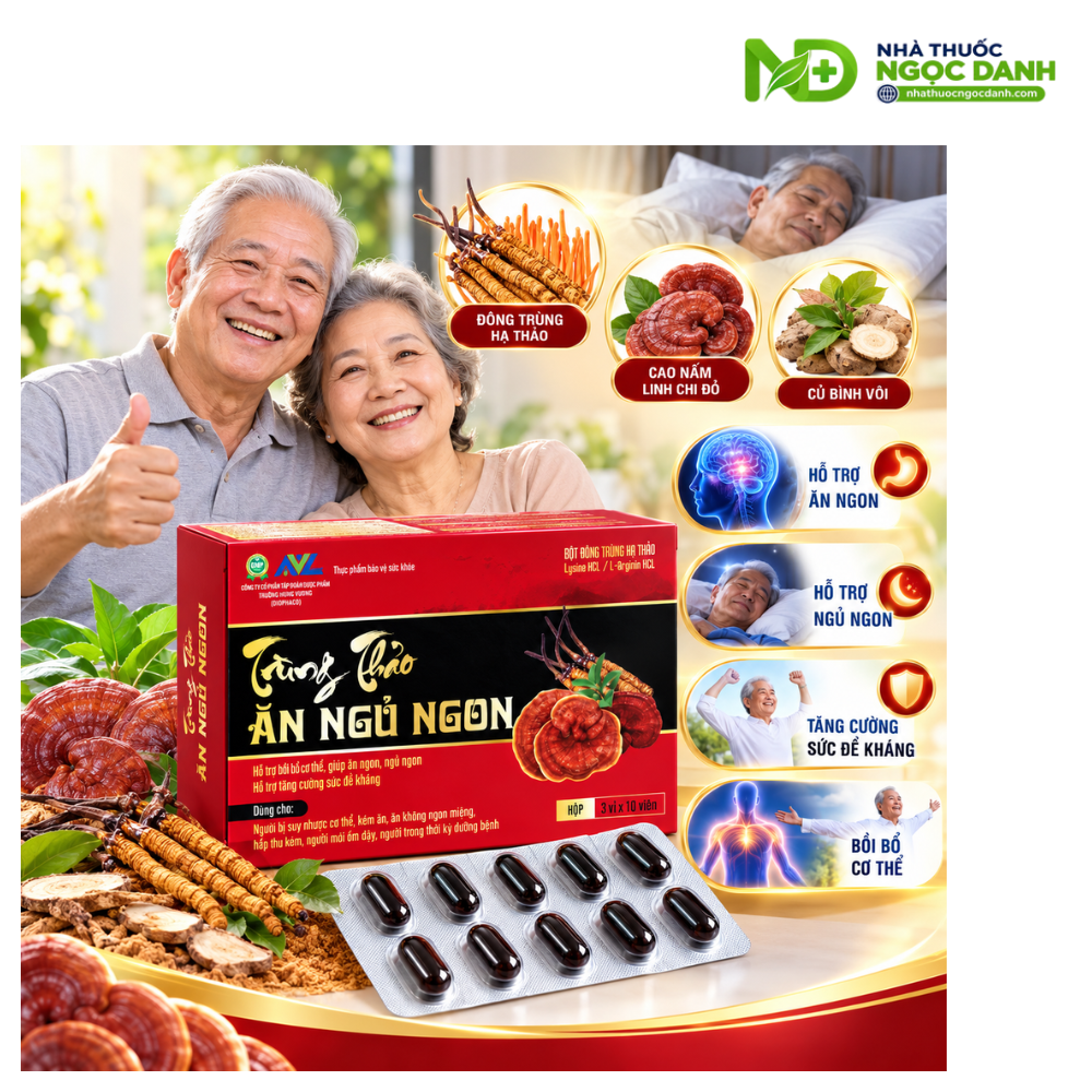 Trùng Thảo Ăn Ngủ Ngon Hộp 30 Viên – Hỗ trợ ăn ngon, ngủ ngon, bồi bổ cơ thể