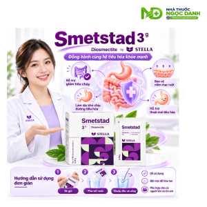 Smetstad 3g STELLA Hộp 30 Gói – Diosmectite hỗ trợ điều trị tiêu chảy và triệu chứng đau đường tiêu hóa