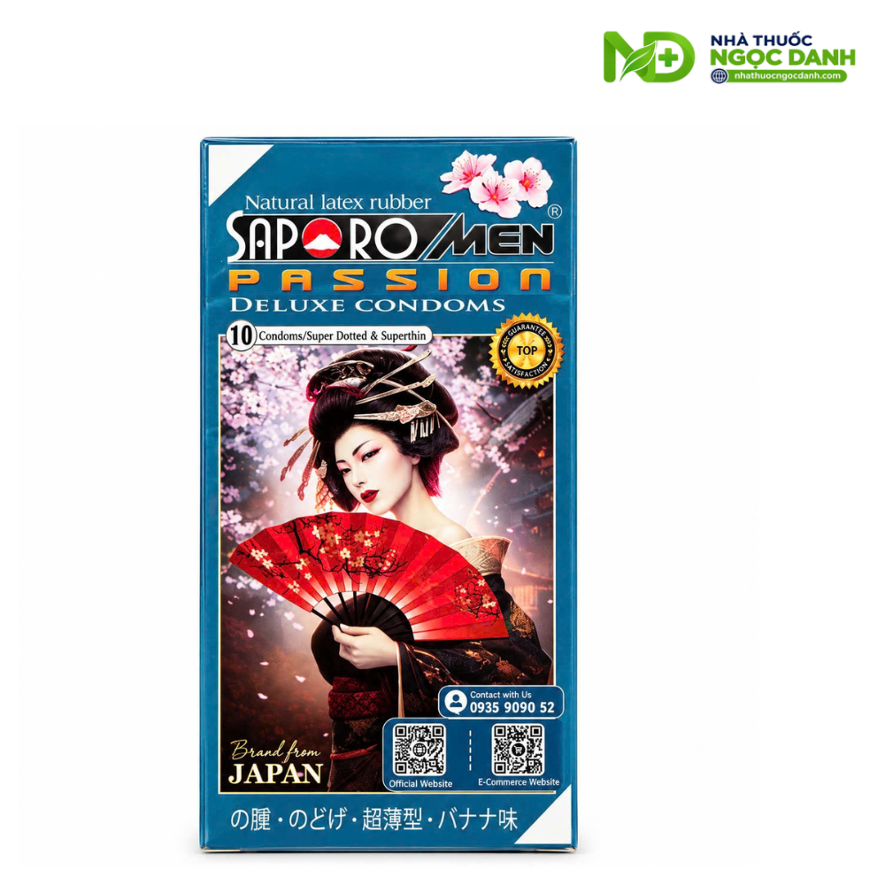 Bao Cao Su SAPORO MEN PASSION Hộp 10 Cái – Gai Nổi, Siêu Mỏng, Size 52 ± 2mm - Ảnh 3