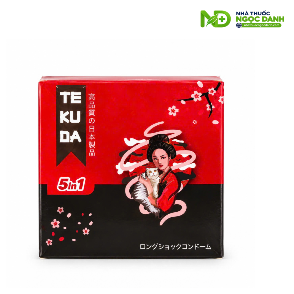 Bao Cao Su TEKUDA 5in1 Long Shock Hộp 3 Cái – Gân Gai, Cổ Thắt, Benzocaine 9%, Hương Bạc Hà - Ảnh 5