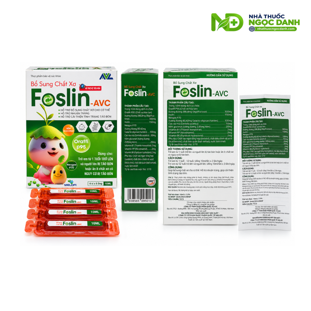Foslin-AVC Bổ Sung Chất Xơ – Hỗ Trợ Nhuận Tràng, Cải Thiện Táo Bón Cho Trẻ Từ 1 Tuổi Và Người Lớn