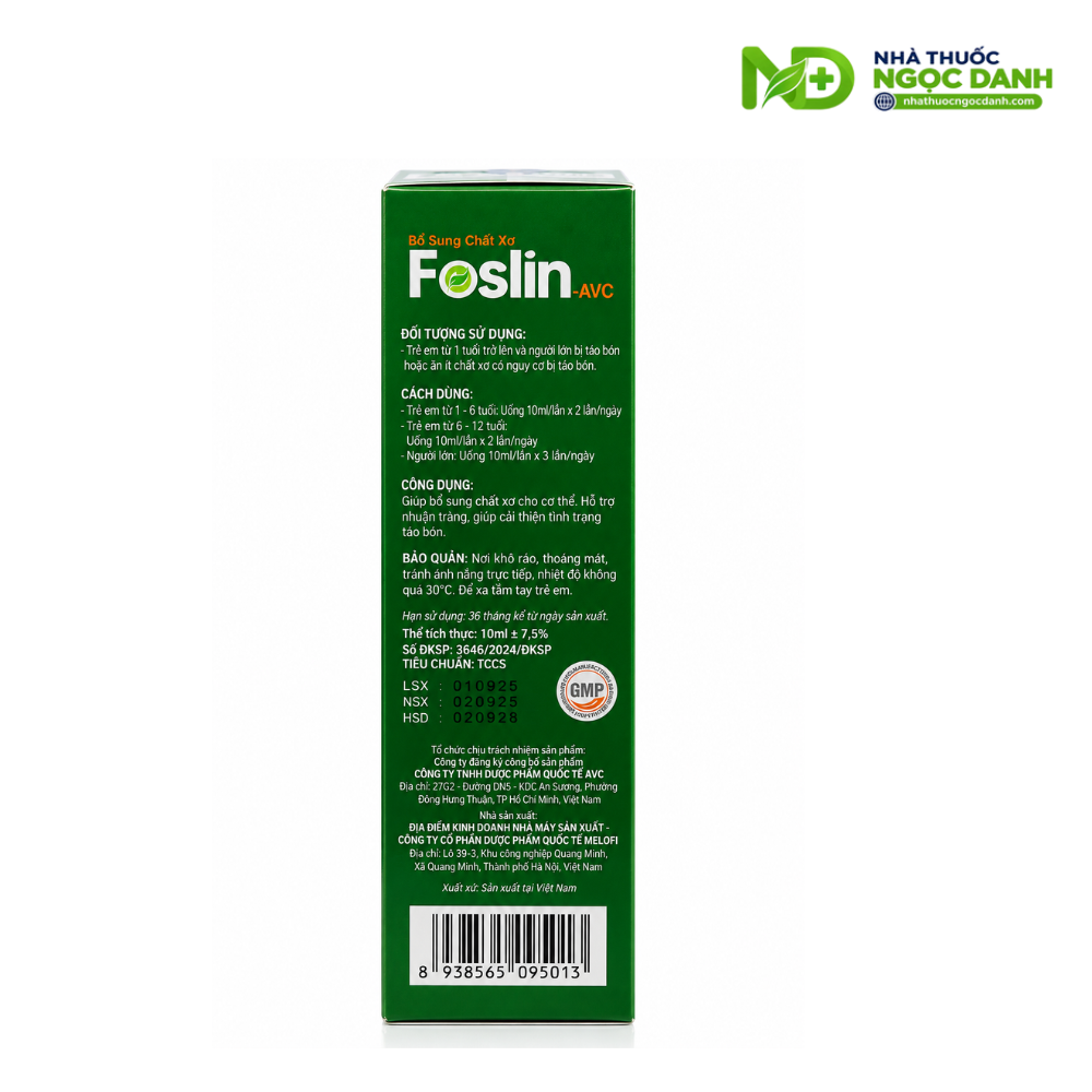 Foslin-AVC Bổ Sung Chất Xơ – Hỗ Trợ Nhuận Tràng, Cải Thiện Táo Bón Cho Trẻ Từ 1 Tuổi Và Người Lớn - Ảnh 4