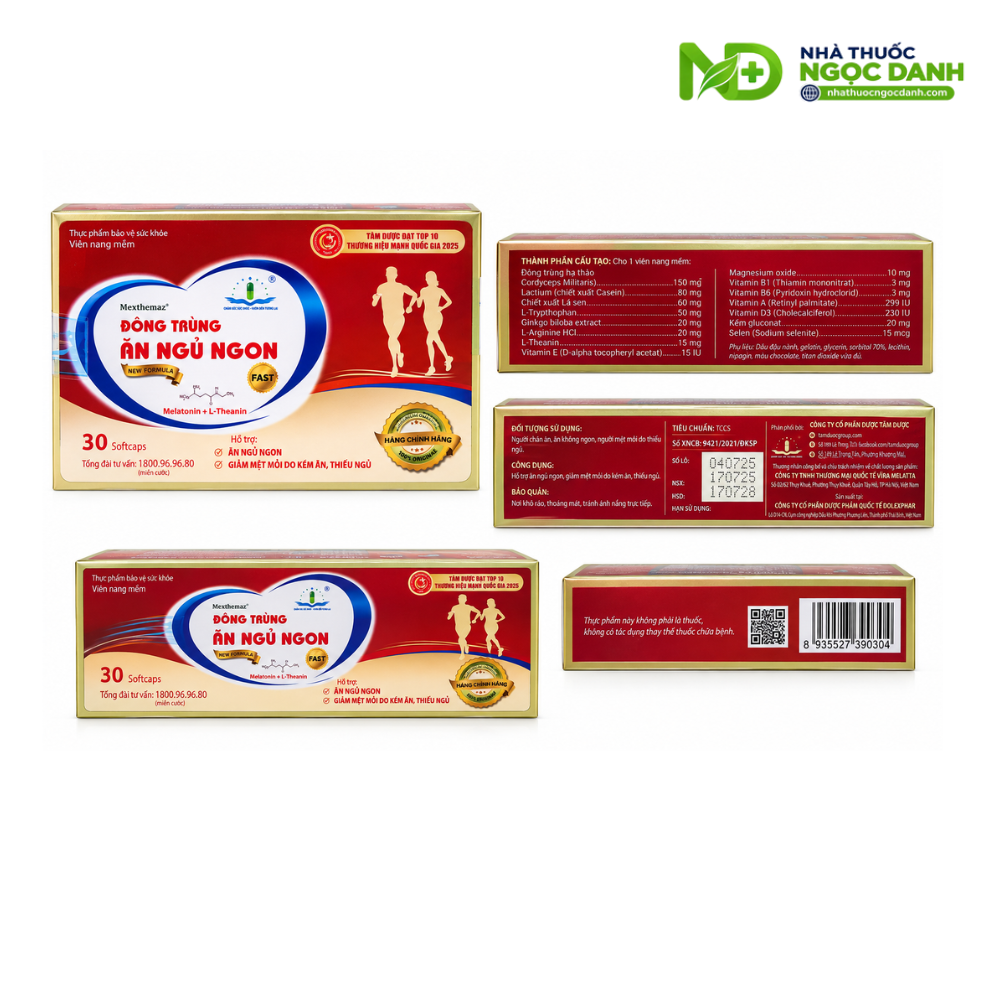 Mexthemaz Đông Trùng Ăn Ngủ Ngon Hộp 30 Viên – Hỗ Trợ Ăn Ngủ Ngon, Giảm Mệt Mỏi - Ảnh 8