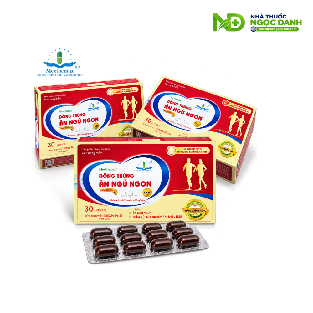 Mexthemaz Đông Trùng Ăn Ngủ Ngon Hộp 30 Viên – Hỗ Trợ Ăn Ngủ Ngon, Giảm Mệt Mỏi - Ảnh 6