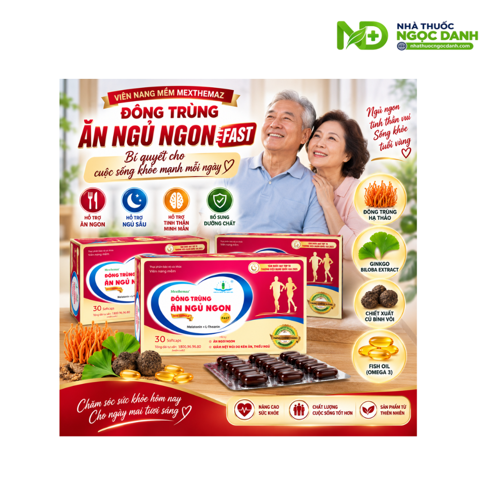 Mexthemaz Đông Trùng Ăn Ngủ Ngon Hộp 30 Viên – Hỗ Trợ Ăn Ngủ Ngon, Giảm Mệt Mỏi - Ảnh 5