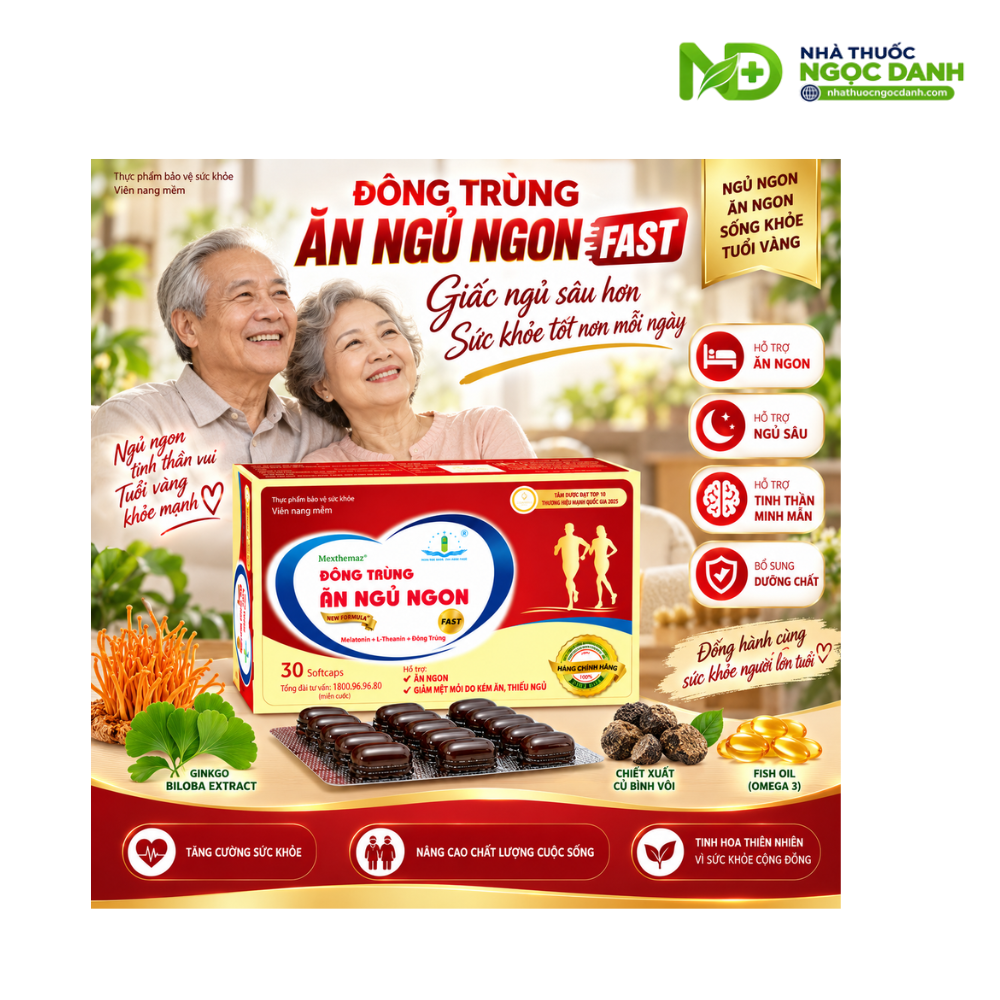 Mexthemaz Đông Trùng Ăn Ngủ Ngon Hộp 30 Viên – Hỗ Trợ Ăn Ngủ Ngon, Giảm Mệt Mỏi - Ảnh 4