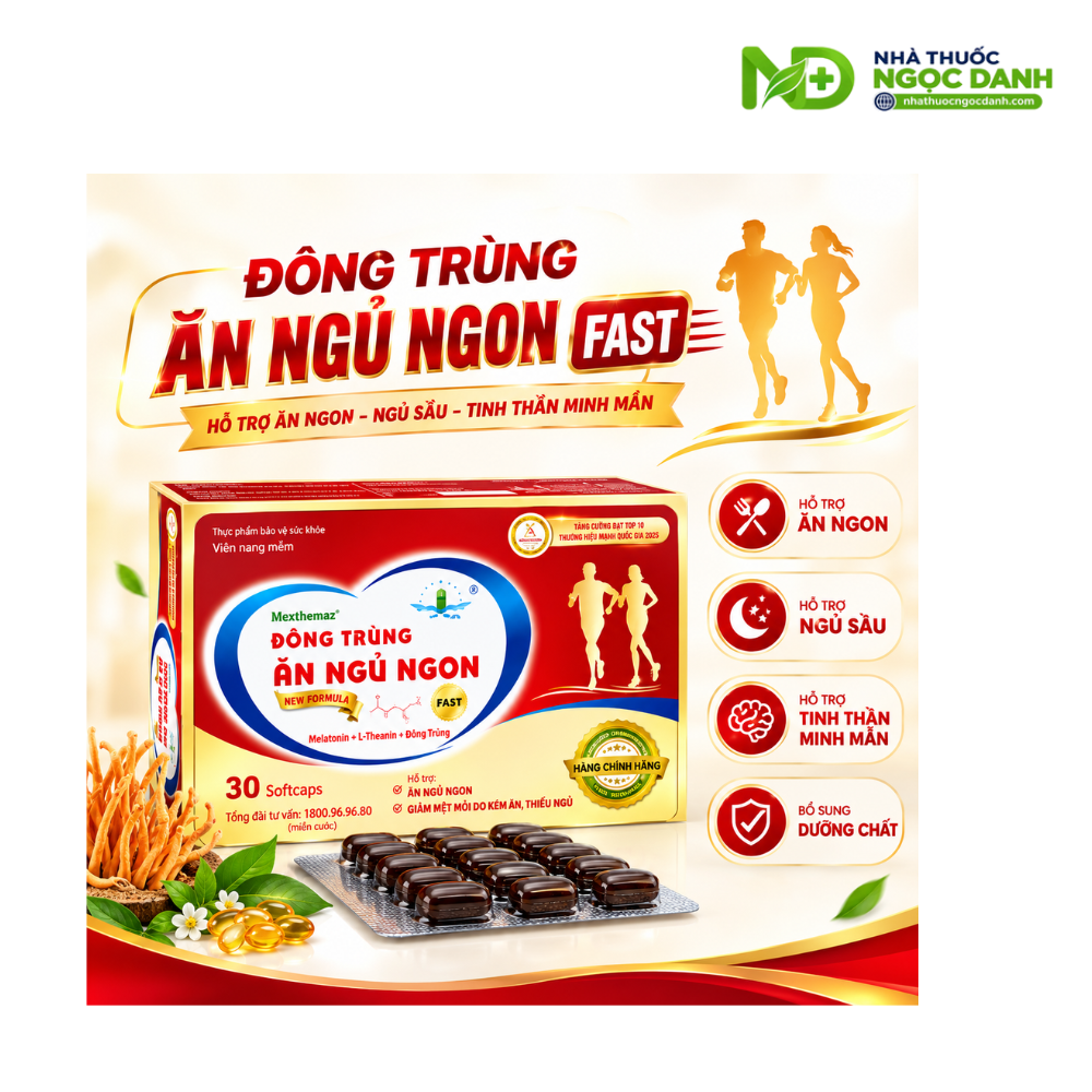 Mexthemaz Đông Trùng Ăn Ngủ Ngon Hộp 30 Viên – Hỗ Trợ Ăn Ngủ Ngon, Giảm Mệt Mỏi - Ảnh 2