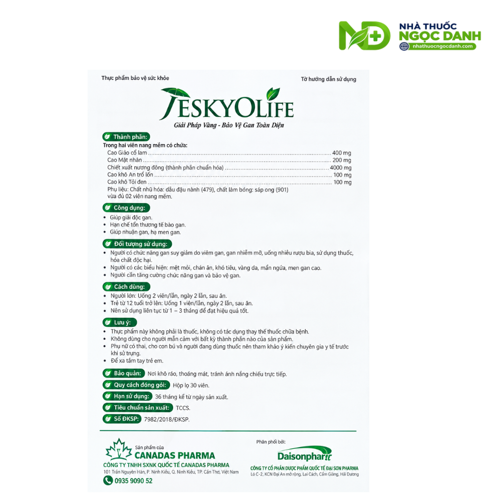 JESKYOLIFE – HỖ TRỢ BẢO VỆ GAN, TĂNG CƯỜNG CHỨC NĂNG GAN - Ảnh 3