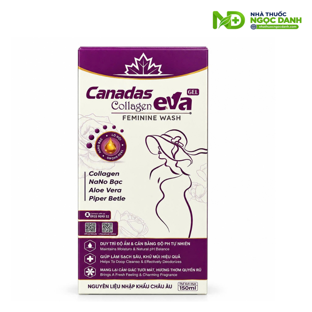 Dung Dịch Vệ Sinh Phụ Nữ Canadas Collagen Eva Gel 150ml – Làm Sạch, Khử Mùi, Duy Trì Độ Ẩm & pH - Ảnh 6