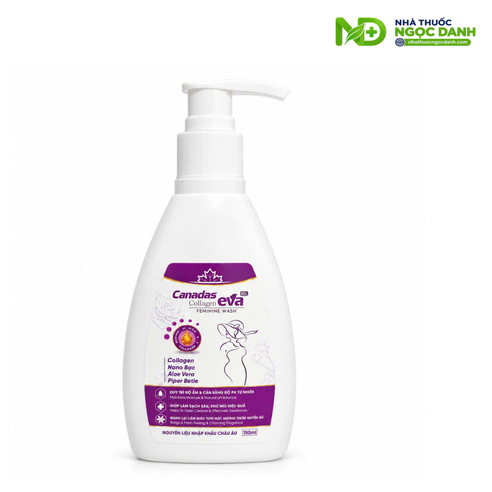 Dung Dịch Vệ Sinh Phụ Nữ Canadas Collagen Eva Gel 150ml – Làm Sạch, Khử Mùi, Duy Trì Độ Ẩm & pH - Ảnh 3