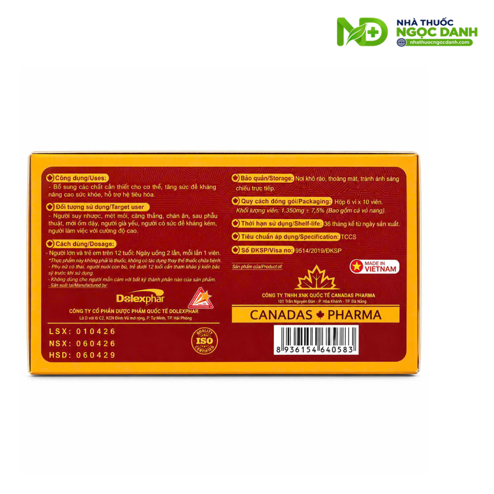 Tăng Lực Đại Bổ WorldPhar Canadas Pharma Hộp 60 Viên Nang Mềm – Hỗ Trợ Tăng Sức Đề Kháng, Nâng Cao Sức Khỏe - Ảnh 6