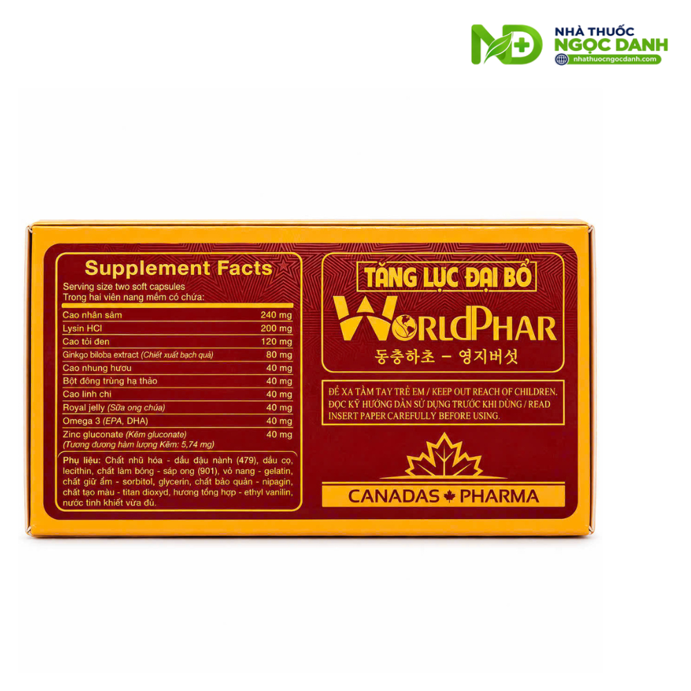 Tăng Lực Đại Bổ WorldPhar Canadas Pharma Hộp 60 Viên Nang Mềm – Hỗ Trợ Tăng Sức Đề Kháng, Nâng Cao Sức Khỏe - Ảnh 5