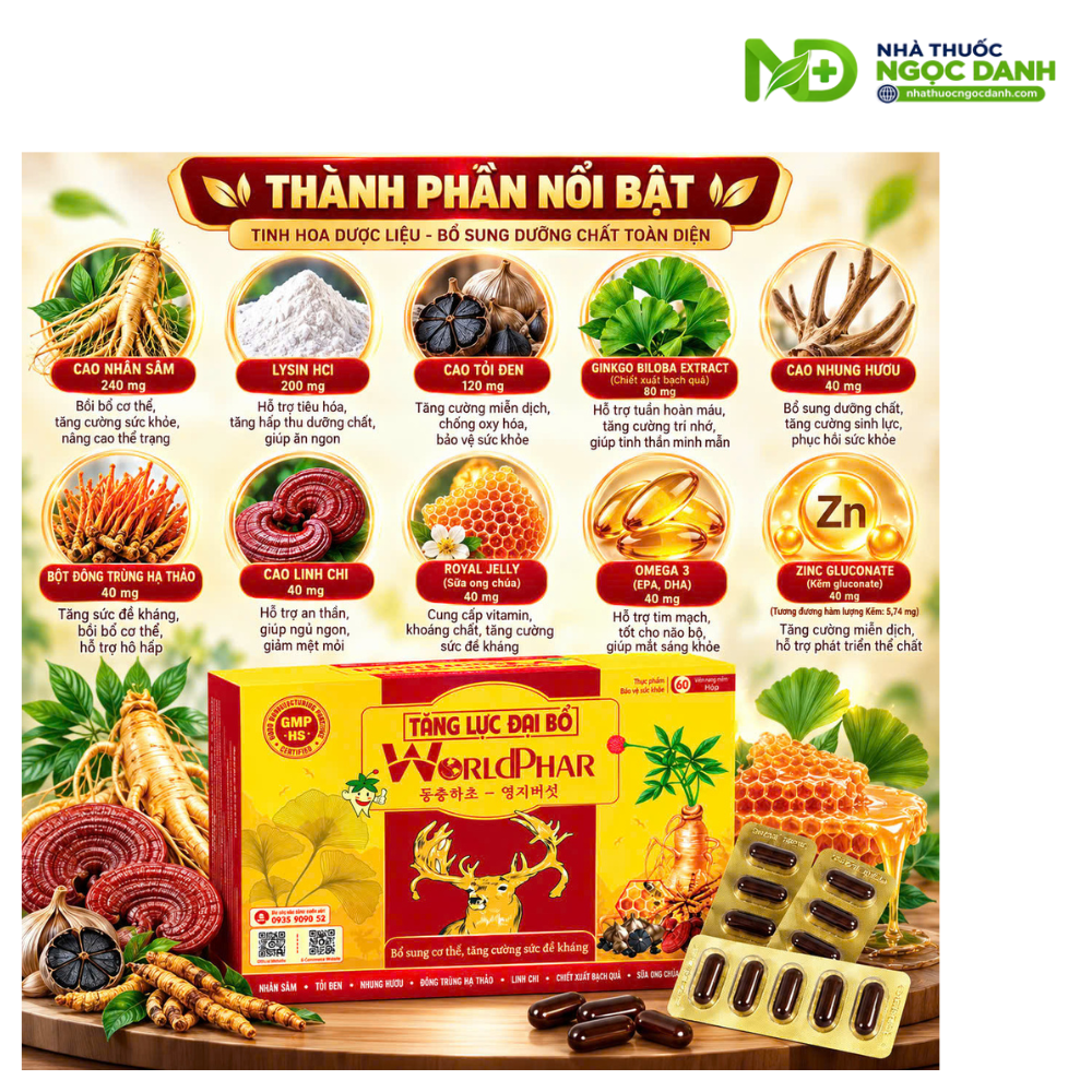 Tăng Lực Đại Bổ WorldPhar Canadas Pharma Hộp 60 Viên Nang Mềm – Hỗ Trợ Tăng Sức Đề Kháng, Nâng Cao Sức Khỏe - Ảnh 2