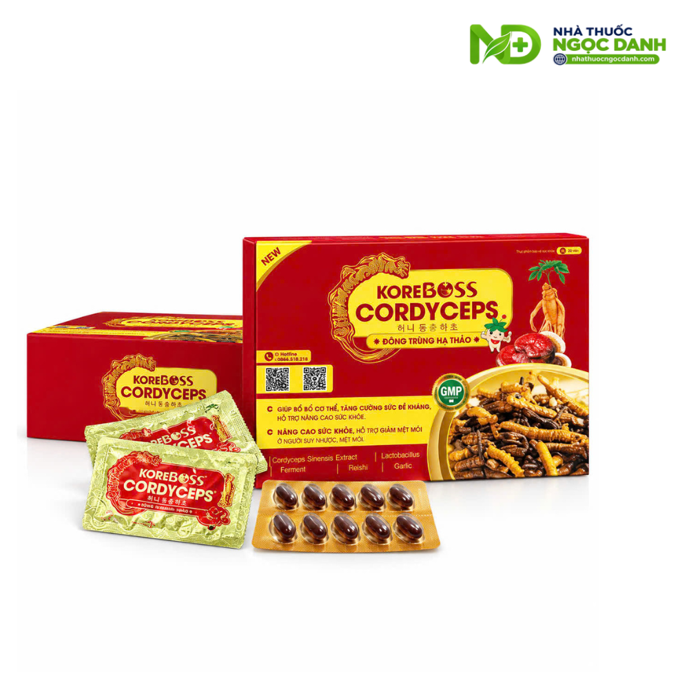 Đông Trùng Hạ Thảo Koreboss Cordyceps Canadas Pharma Hộp 60 Viên Nang Mềm – Hỗ Trợ Bồi Bổ Cơ Thể, Tăng Sức Đề Kháng